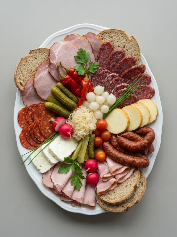 Meat platter, pickled vegetables
